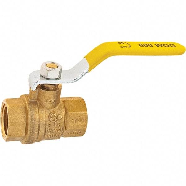 Value Collection - 1/2" Pipe, Brass Full Port Ball Valve - 2 Piece, NPT Ends, Lever Handle, 600 WOG, 150 WSP - Eagle Tool & Supply