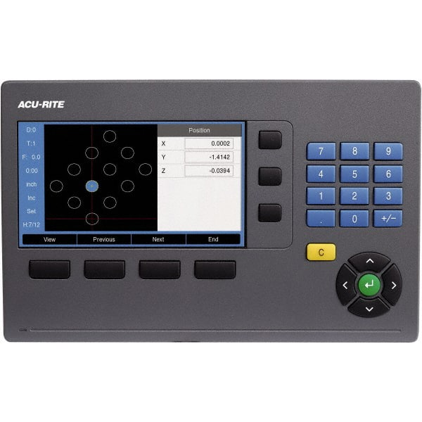 Milling DRO System: 3 Axis, 16″ X-Axis Travel, 36″ Y-Axis Travel Calculator Function, 5 µm Resolution, Color LCD Display