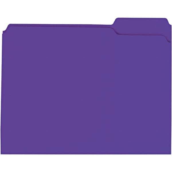 Universal One - 9-5/8 x 11-3/4", Letter Size, Violet, File Folders with Top Tab - 11 Point Stock, 1/3 Tab Cut Location - Eagle Tool & Supply