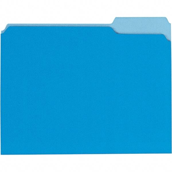 UNIVERSAL - 9-5/8 x 11-3/4", Letter Size, Blue, File Folders with Top Tab - 11 Point Stock, 1/3 Tab Cut Location - Eagle Tool & Supply