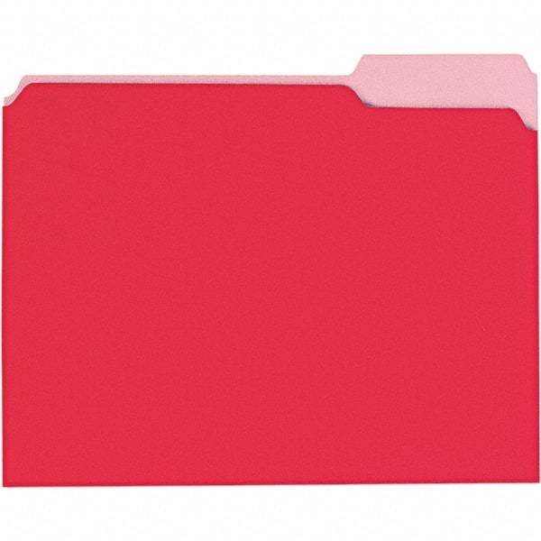 UNIVERSAL - 9-5/8 x 11-3/4", Letter Size, Red, File Folders with Top Tab - 11 Point Stock, 1/3 Tab Cut Location - Eagle Tool & Supply