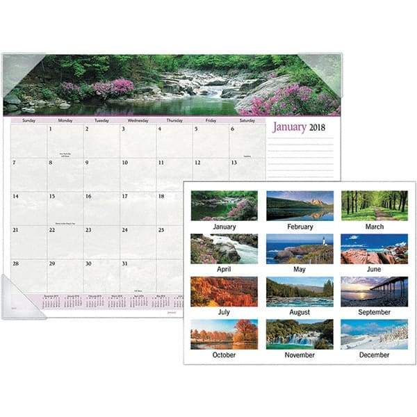 AT-A-GLANCE - 12 Sheet, 22 x 17", Desk Pad Calendar - Landscapes - Eagle Tool & Supply