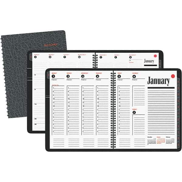 AT-A-GLANCE - 128 Sheet, 8-1/4 x 11", Weekly/Monthly Appointment Book - Black - Eagle Tool & Supply