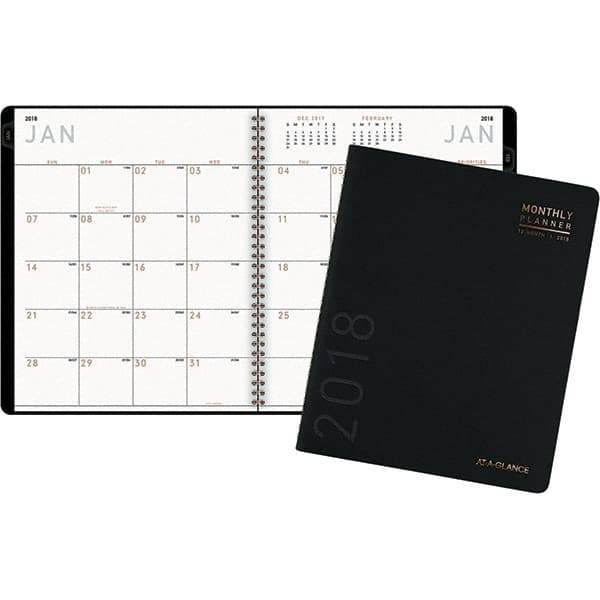 AT-A-GLANCE - 48 Sheet, 8-7/8 x 11", Monthly Planner - Black - Eagle Tool & Supply