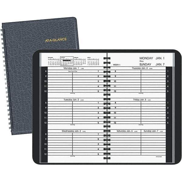 AT-A-GLANCE - 104 Sheet, 4-7/8 x 8", Weekly Appointment Book - Black - Eagle Tool & Supply