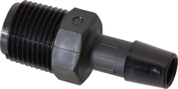 Made in USA - 3/8" Barb, 3/8, Nylon Single Barbed Tube Adapter - Black, Male - Eagle Tool & Supply
