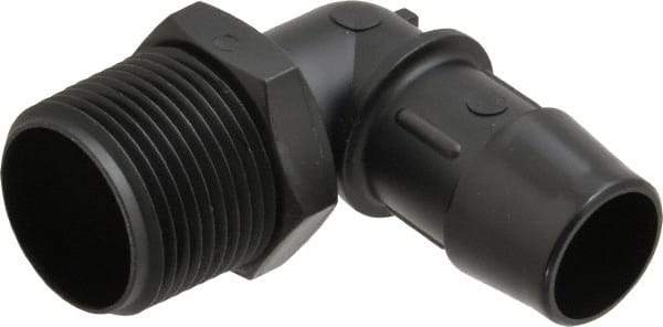 Made in USA - 3/4" Barb, 3/4, Nylon Single Barbed Tube Elbow - Black, Male - Eagle Tool & Supply