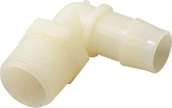 Made in USA - 3/4" Barb, 3/4, Nylon Single Barbed Tube Elbow - Natural, Male - Eagle Tool & Supply