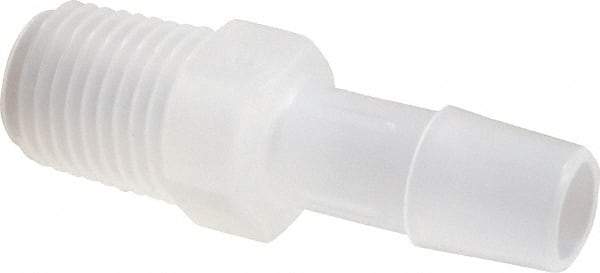 Made in USA - 3/8" Barb, 3/8, Polypropylene Single Barbed Tube Adapter - Natural, Male - Eagle Tool & Supply
