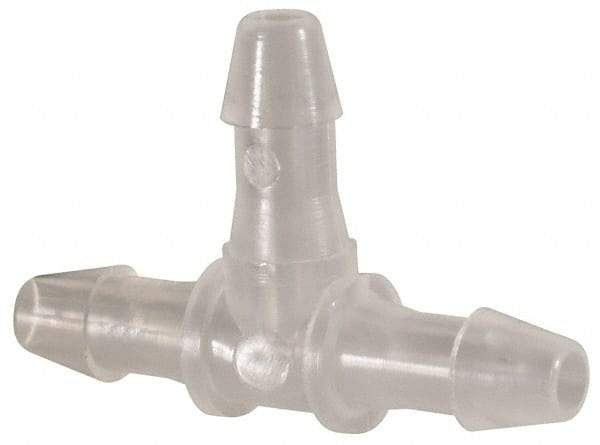 Made in USA - 3/32" Barb, Polypropylene Single Barbed Tube Tee - Natural - Eagle Tool & Supply