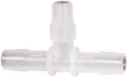 Made in USA - 3/8" Barb, 3/8, Polypropylene Single Barbed Tube Branch Tee - Natural, Male - Eagle Tool & Supply