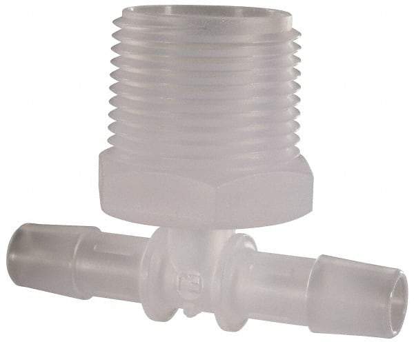 Made in USA - 3/8" Barb, 3/8, Polypropylene Single Barbed Tube Branch Tee - Natural, Male - Eagle Tool & Supply