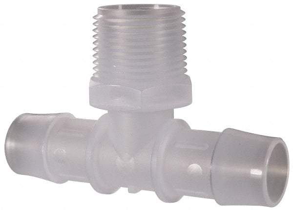 Made in USA - 3/4" Barb, 3/4, Polypropylene Single Barbed Tube Branch Tee - Natural, Male - Eagle Tool & Supply