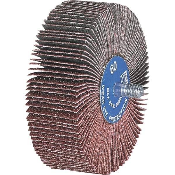 PFERD - 2" Diam x 1/2" Face Width, Aluminum Oxide Coated Mounted Flap Wheel - 1/4-20 Threaded Mount, 120 Grit, 23,000 Max RPM - Eagle Tool & Supply
