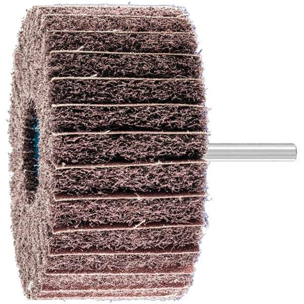 PFERD - 4" Diam x 2" Face Width, Aluminum Oxide Nonwoven Mounted Flap Wheel - 1/4" Shank Mount, 100 Grit, 6,000 Max RPM - Eagle Tool & Supply