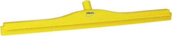 Vikan - 27.6" Polypropylene Blade Floor Squeegee Frame - Threaded End, Double Edge, Yellow, Polypropylene Holder - Eagle Tool & Supply