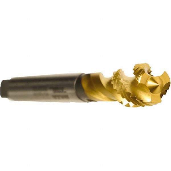 Emuge - M24x3.00 Metric 4 Flute 6H Modified Bottoming Spiral Flute Tap - Cobalt, TiN Finish, 4-29/32" OAL, Right Hand Flute, Right Hand Thread, Series Enorm - Eagle Tool & Supply
