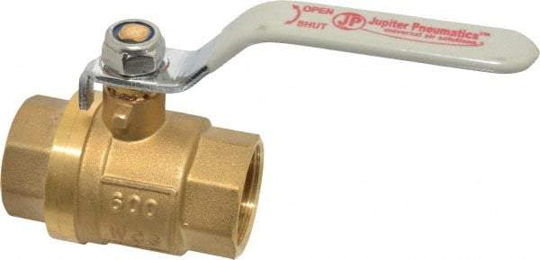 Value Collection - 1" Pipe, Full Port, Brass Full Port Ball Valve - Inline - Two Way Flow, MNPT x FNPT Ends, Lever Handle, 600 WOG, 150 WSP - Eagle Tool & Supply