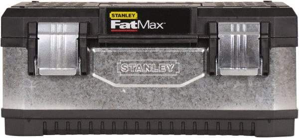 Stanley - 2 Compartment 1 Tray Tool Box - 19-5/8" Wide x 8-11/16" Deep x 11-1/8" High, Metal/Plastic, Black/Silver - Eagle Tool & Supply