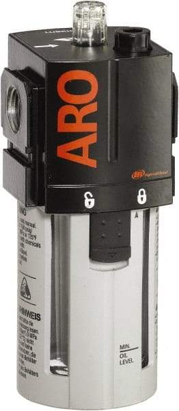 ARO/Ingersoll-Rand - 1/2" NPT, 150 Max psi Standard Modular Lubricator - Polycarbonate Bowl, Aluminum Body, 156 CFM, 125°F Max Temp, 2.76" Long x 2.87" Wide x 7.08" High - Eagle Tool & Supply