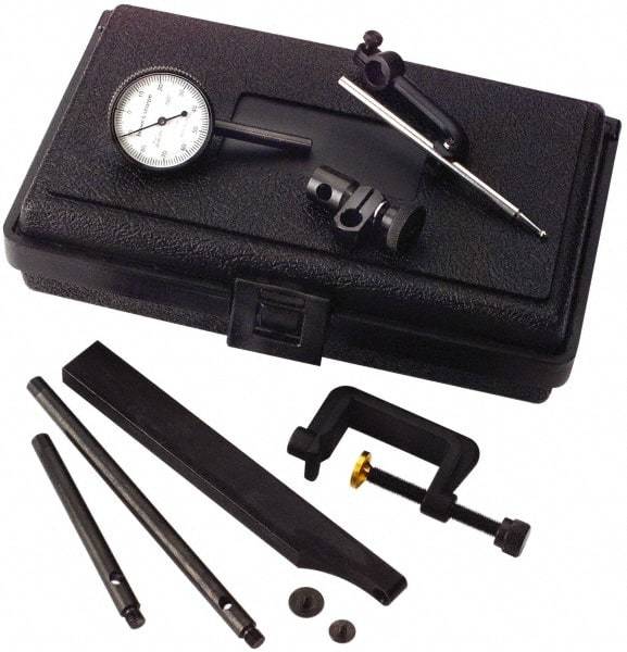 TESA Brown & Sharpe - 8 Piece, 0mm to 0.2mm Measuring Range, 38mm Dial Diam, 0-100 Dial Reading, White Dial Test Indicator Kit - 12.7mm Contact Point Length, 0.001mm Dial Graduation - Eagle Tool & Supply
