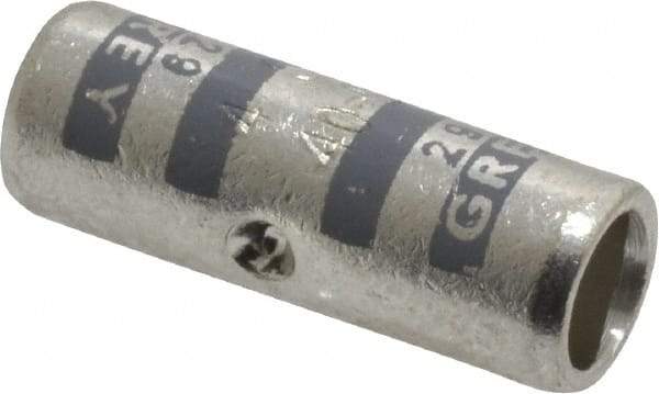 Thomas & Betts - 4 AWG Compatible, Noninsulated, Crimp-On Butt Splice Terminal - 2 Wire Entries, Copper Contacts, Tin Contact Plating, 1" OAL, Gray - Eagle Tool & Supply