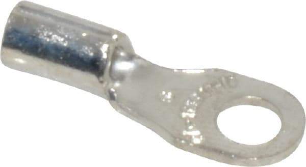 Thomas & Betts - 18-14 AWG Noninsulated Crimp Connection D Shaped Ring Terminal - #6 Stud, 0.72" OAL x 1/4" Wide, Tin Plated Copper Contact - Eagle Tool & Supply