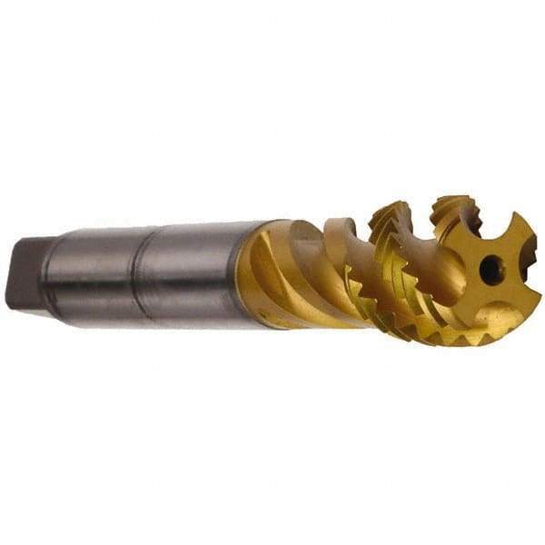 Emuge - M20x2.50 Metric 4 Flute 6H Bottoming Spiral Flute Tap - Cobalt, TiN Finish, 140mm OAL, Right Hand Flute, Right Hand Thread, Series Enorm - Eagle Tool & Supply