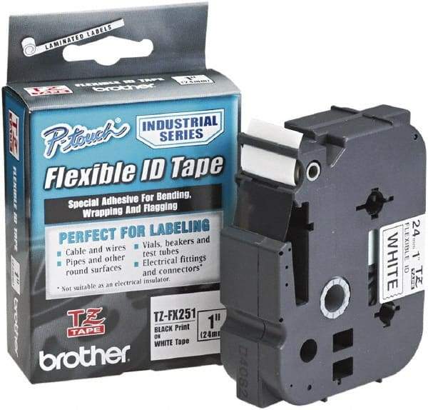 Brother - 1" Wide x 314.4" Long, White Plastic/Paper Tape Cassette - For Label Maker - Eagle Tool & Supply