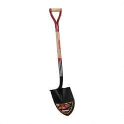 Razor-Back - 12" High x 8-3/4" Wide Round Steel Shovel - 30" Long Steel & Wood D-Grip Handle, Rolled - Eagle Tool & Supply