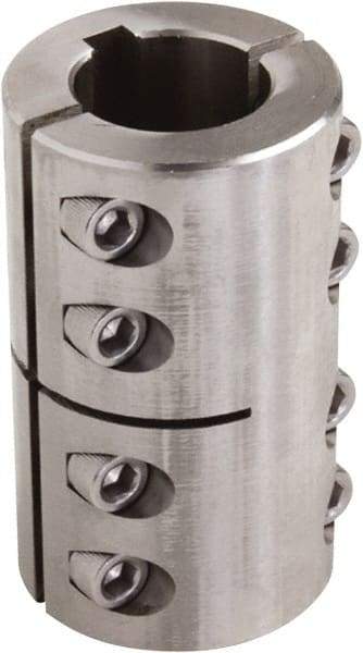 Climax Metal Products - 1-3/4" Inside x 3-1/8" Outside Diam, Two Piece Rigid Coupling with Keyway - 4-1/2" Long x 3/8" Keyway Width x 3/16" Keyway Depth - Eagle Tool & Supply
