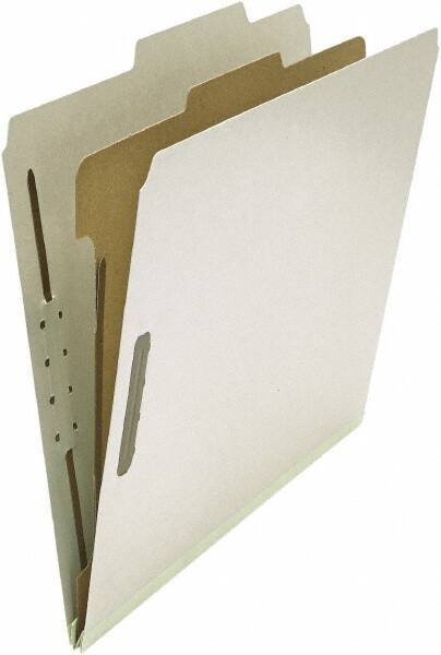 UNIVERSAL - 8-1/2 x 11", Letter Size, Gray, Classification Folders with Top Tab Fastener - 25 Point Stock, Right of Center Tab Cut Location - Eagle Tool & Supply