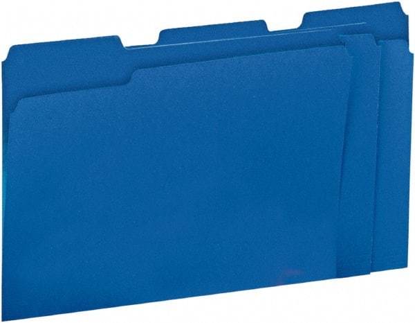 UNIVERSAL - 8-1/2 x 11", Letter Size, Blue, File Folders with Top Tab - 11 Point Stock, 1/3 Tab Cut Location - Eagle Tool & Supply