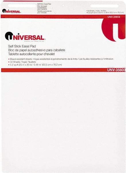 UNIVERSAL - 25 x 30 Inch Self Stick Easel Pad, White, 30 Sheets per Pad - For Use with Easel Stands - Eagle Tool & Supply