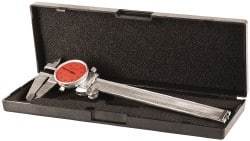 Value Collection - 0" to 6" Range, 0.001" Graduation, 0.1" per Revolution, Dial Caliper - Red Face, 1.57" Jaw Length - Eagle Tool & Supply