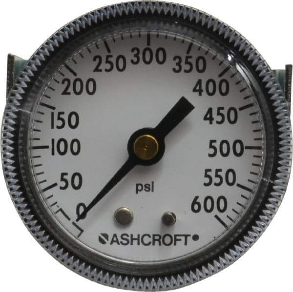 Ashcroft - 2" Dial, 1/4 Thread, 0-600 Scale Range, Pressure Gauge - Center Back Connection Mount - Eagle Tool & Supply