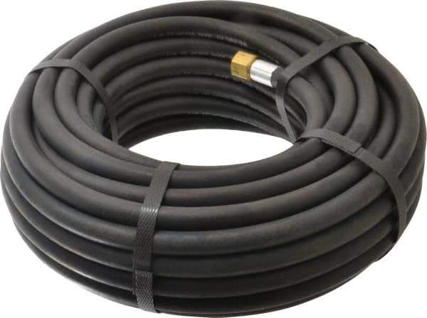 Alliance Hose & Rubber - 1/4" ID x 1/2" OD 50' Long Multipurpose Air Hose - MNPT x FNPT(Swivel) Ends, 200 Working psi, -40 to 190°F, 1/4" Fitting, Black - Eagle Tool & Supply