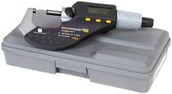 TESA Brown & Sharpe - 0 to 1.2 Inch Range, 0.0001 Inch Resolution, Standard Throat, IP54 Electronic Outside Micrometer - 0.0002 Inch Accuracy, Carbide Face, Includes Plastic Case - Eagle Tool & Supply