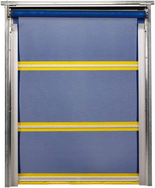 TMI, LLC - 12' Door Width x 12' Door Height PVC Mesh Bug Screen & In-Tube Motorized (Style) Roll Up Dock Screen - Blue/Yellow - Eagle Tool & Supply