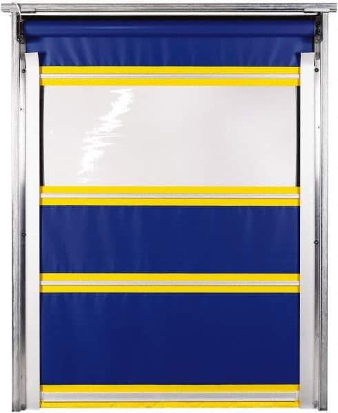 TMI, LLC - 10' Door Width x 10' Door Height PVC Solid with Vision Panel & In-Tube Motorized (Style) Roll Up Dock Screen - Blue/Yellow/Clear - Eagle Tool & Supply