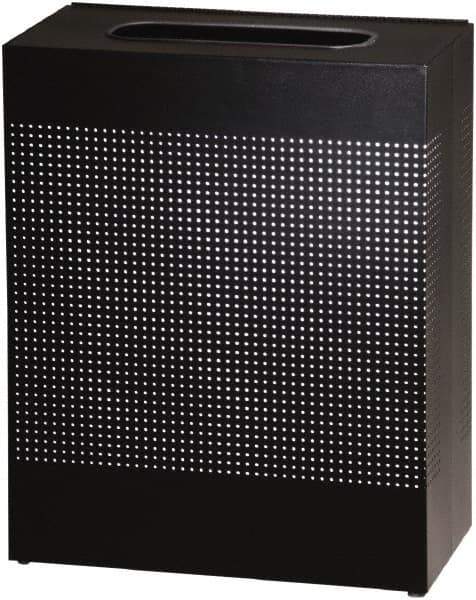 Rubbermaid - 22-1/2 Gal Black Rectangle Decorative Waste Receptacle With Top - Steel, 30" High x 24" Long x 24" Wide - Eagle Tool & Supply