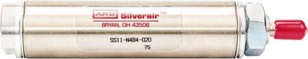 ARO/Ingersoll-Rand - 1" Stroke x 1/2" Bore Single Acting Air Cylinder - 10-32 Port, 10-32 Rod Thread, 200 Max psi, -40 to 160°F - Eagle Tool & Supply