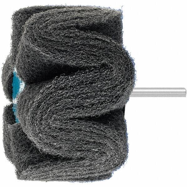 PFERD - 4" Diam x 2" Face Width, Silicon Carbide Nonwoven Mounted Flap Wheel - 1/4" Shank Mount, 280 Grit, 6,000 Max RPM - Eagle Tool & Supply