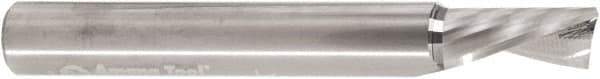 Amana Tool - 3/8" Cutting Diam x 3/4" Length of Cut, 1 Flute, Downcut Spiral Router Bit - Uncoated, Right Hand Cut, Solid Carbide, 3" OAL x 1/4" Shank Diam, 30° Helix Angle - Eagle Tool & Supply