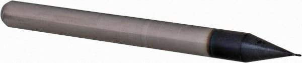 Accupro - 0.01" Diam, 0.03" LOC, 4 Flute Solid Carbide Ball End Mill - AlTiN Finish, Single End, 1-1/2" OAL, 1/8" Shank Diam, Spiral Flute - Eagle Tool & Supply