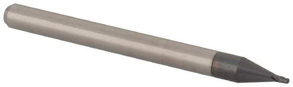 Accupro - 0.03" Diam, 0.045" LOC, 4 Flute Solid Carbide Ball End Mill - AlTiN Finish, Single End, 1-1/2" OAL, 1/8" Shank Diam, Spiral Flute - Eagle Tool & Supply