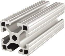 80/20 Inc. - 48 Inches Long x 1-1/2 Inches Wide x 1-1/2 Inches High, T Slotted Aluminum Extrusion - 0.8986 Square Inches, Clear Anodized Finish - Eagle Tool & Supply