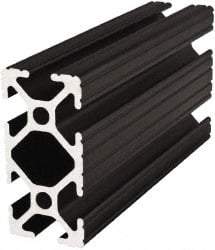 80/20 Inc. - 145 Inches Long x 1 Inch Wide x 2 Inches High, T Slotted Aluminum Extrusion - 0.7914 Square Inches, Black Anodized Finish - Eagle Tool & Supply