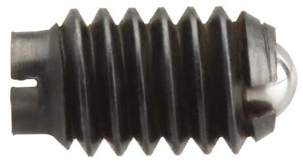 Vlier - 5/8-11, 0.375" Ball Diam, 0.984" Body Length, 0.096" Max Ball Reach, Threaded Ball Plunger - Stainless Steel Body, Stainless Steel Ball, 9 Lb Initial End Force, 18 Lb Final End Force - Eagle Tool & Supply
