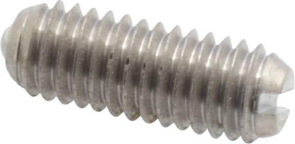 Vlier - 10-32, 0.094" Ball Diam, 0.513" Body Length, 0.025" Max Ball Reach, Threaded Ball Plunger - Stainless Steel Body, Stainless Steel Ball, 0.5 Lb Initial End Force, 1.5 Lb Final End Force, Locking Element - Eagle Tool & Supply